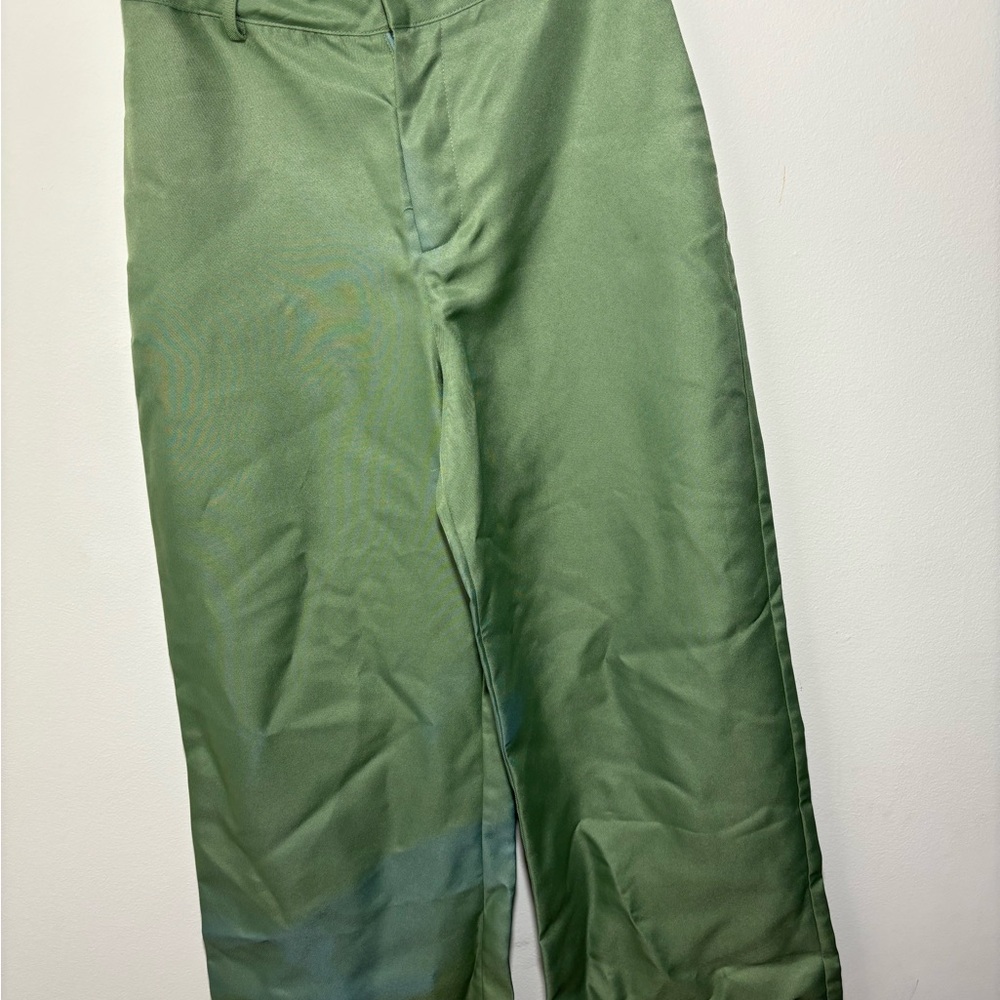 Chic Green Satin Pants